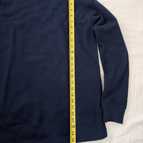 Lands End Women's Long Sleeve Waffle Funnel Neck Top Tshirt Dark Blue Size Small - Picture 7 of 9